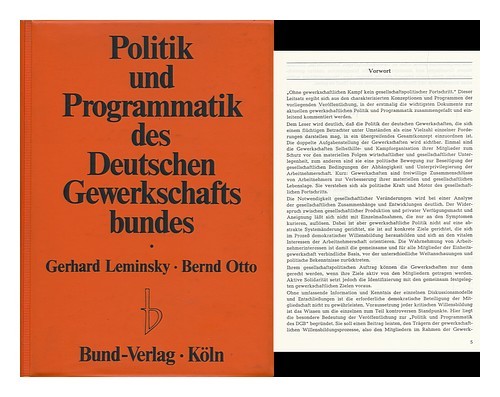 LEMINSKY, GERHARD. OTTO, BERND Politik Und Programmatik Des Deutschen Gewerkscha-image