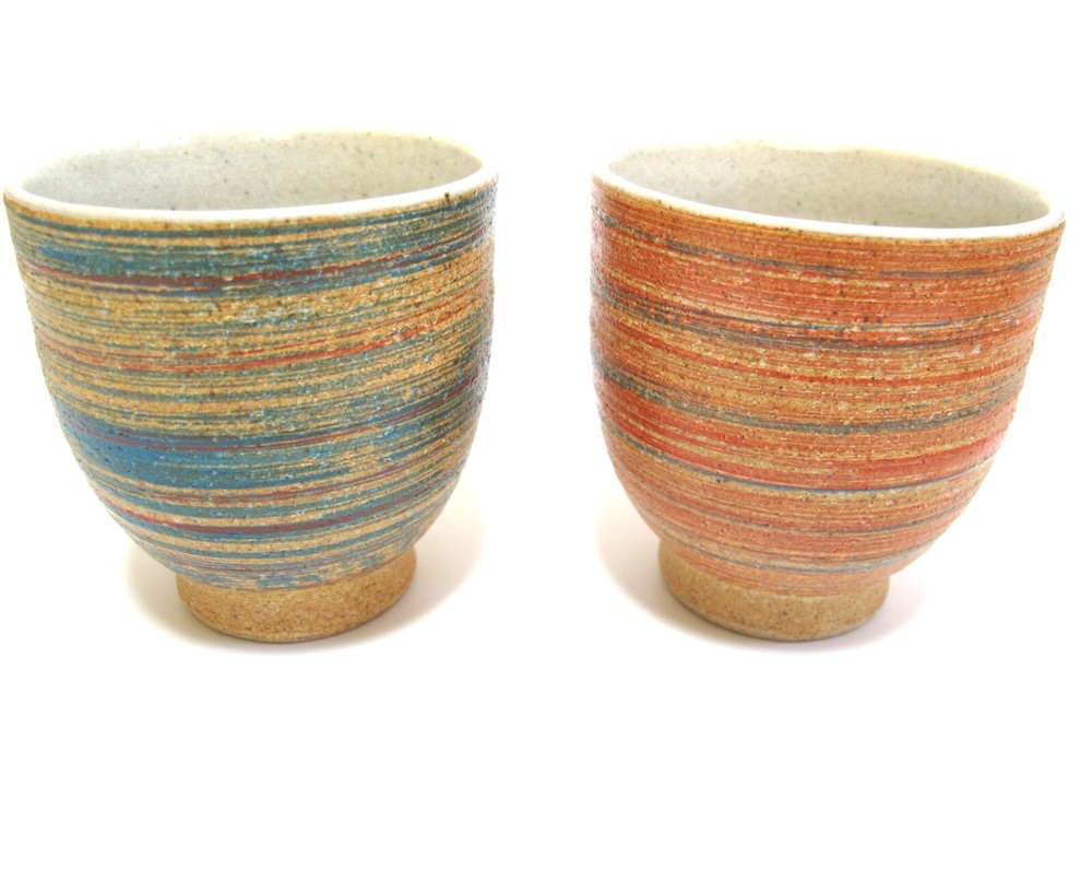 cup set tetote JAPAN Mino ware ceramic glasses pair of cups unused new