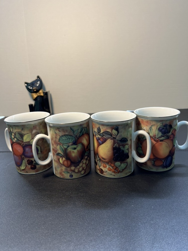 Vintage Limoges St Martin 1970-1990 Still Life Cups Set of 4-image
