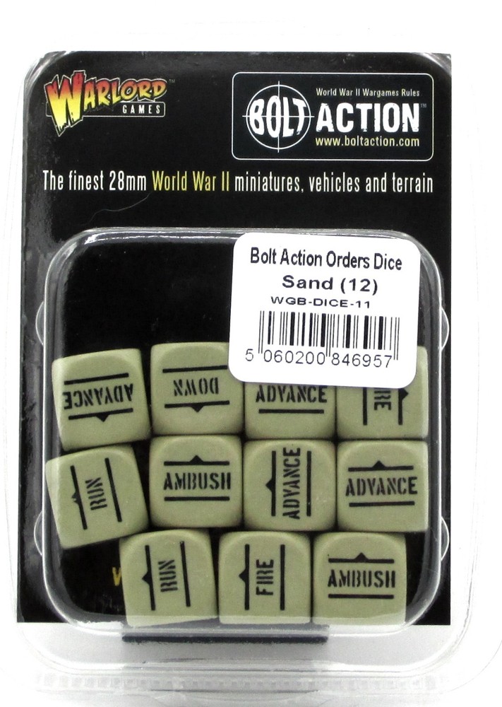 Bolt Action WGB-DICE-11 Orders Dice Sand [12] Game Accessories WWII Warlord Tan