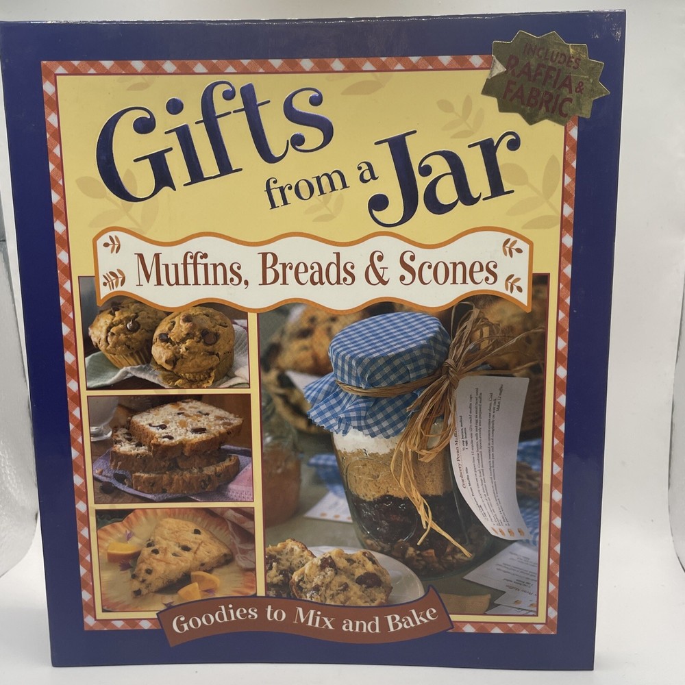 Gifts From A Jar Muffins, Breads & Scones W/ Raffia Fabric Instruction Cards NEW