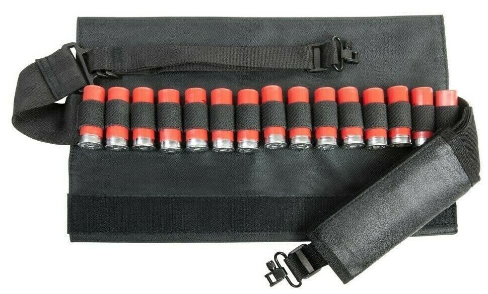 VISM Shotgun Bandolier Sling w/ Swivel Mounts Shotshell Band 12ga Hunt Shoot BLK