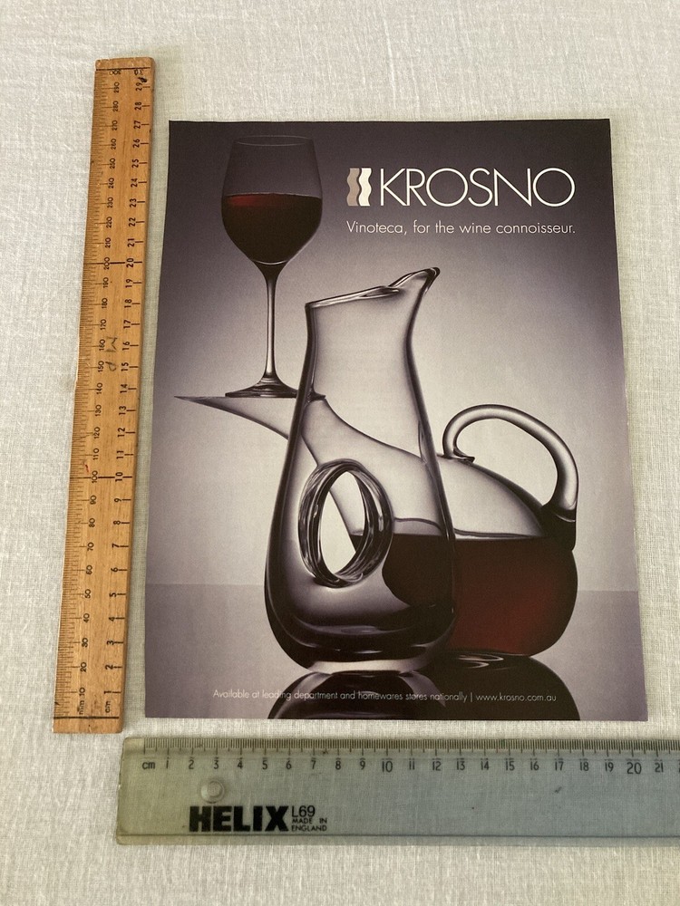 Magazine Print AD ~ 1 Page Krosno Vinoteca Wine Connoisseur Art Decor Aust. 2011