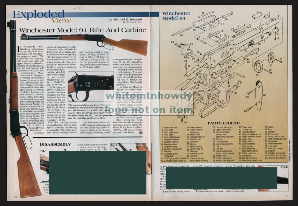 2000 WINCHESTER 94 Rifle & Carbine Schematic Parts Disassembly Assembly Article